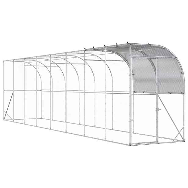 vidaXL Kurník proti zdi Stříbrná 800 x 150 x 215 cm Pozinkovaná ocel