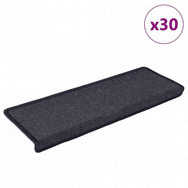 vidaXL Schodové rohože 30 ks 65 x 21 x 4 cm tmavě šedé a modré s obdélníkovým okrajem