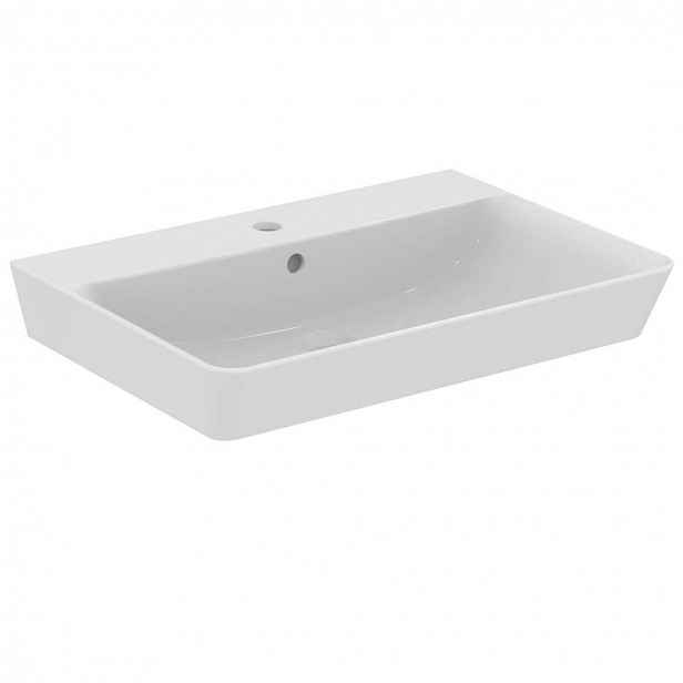 Ideal Standard Connect Air - Umyvadlo Cube, 65x46x16 cm, s přepadem, otvor pro baterii, s Ideal Plus, bílá E0297MA