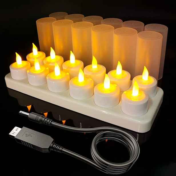 Led bezplamenné bateriové svíčky SoulBay 12 ks, s krytem