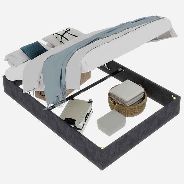 Redom POSTEL 140/200 cm s úložným zvedacím mechanismem, moderní design a stabilní konstrukce, Šedá