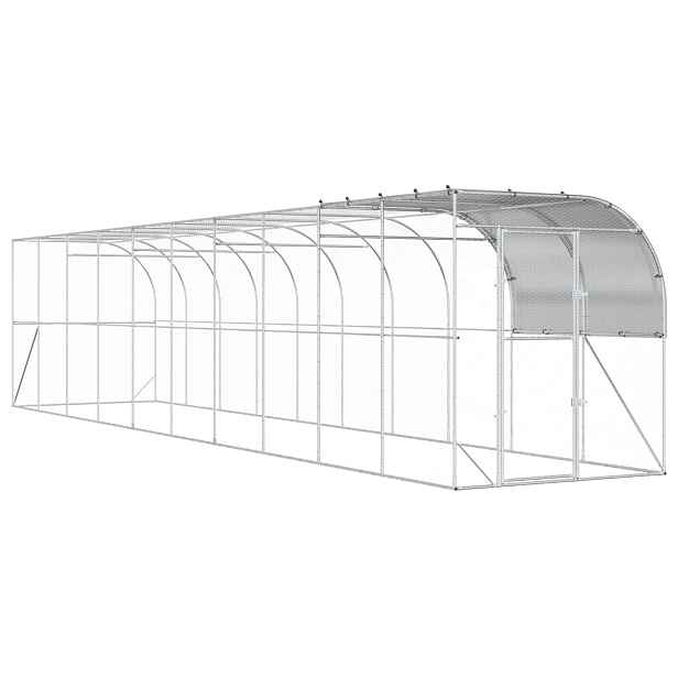 vidaXL Kurník proti zdi Stříbrná 1000 x 200 x 215 cm Pozinkovaná ocel