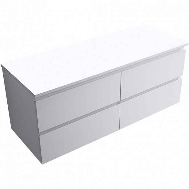 Koupelnová skříňka Carole - bílá matná + deska z lit. mramoru Elanys - 12 mm - bílá matná - 120x49,2x46 cm
