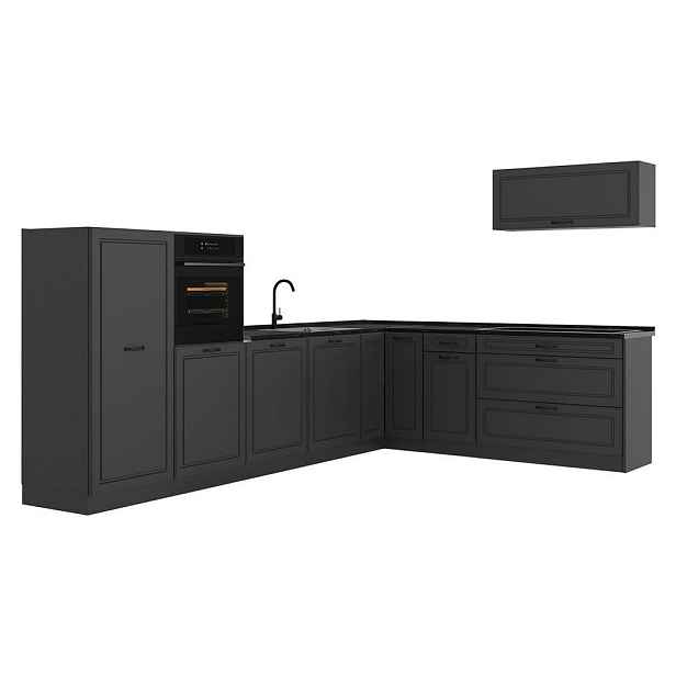 Vicco ROHOVÁ KUCHYŇ R-Line, Antracitový venkovský dům/Antracit, 327 x cm bez pracovní desky