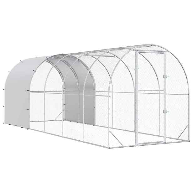 vidaXL Kuřecí kurník Stříbrná 600 x 200 x 200 cm Pozinkovaná ocel