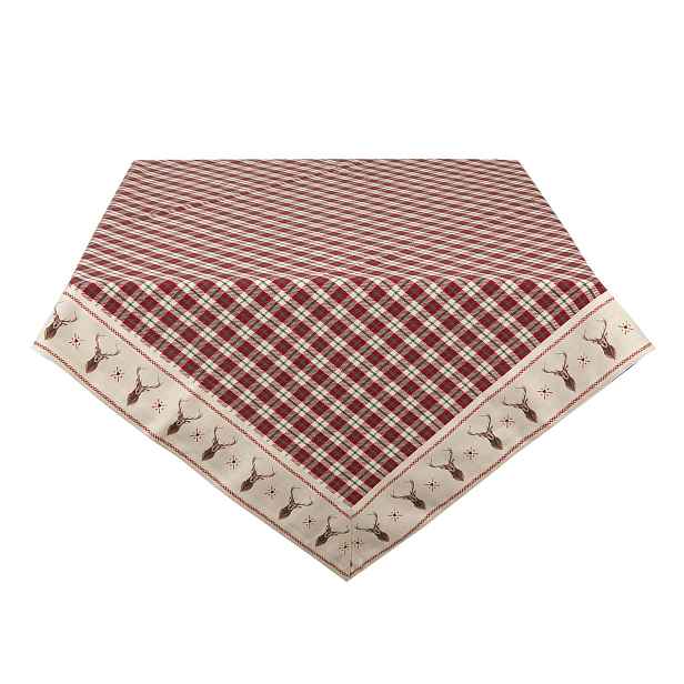 Kostkovaný ubrus na stůl s jeleny Cosy Lodge - 150*150 cm Clayre & Eef