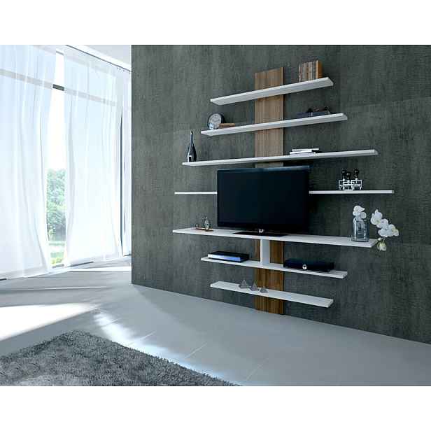TV stěna / Sestava pod TV Zebra - White, Walnut