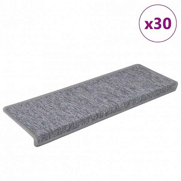 vidaXL Schodové rohože 30 ks 65 x 21 x 4 cm bílé a šedé s obdélníkovým okrajem