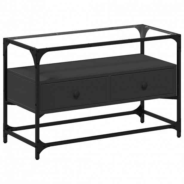 vidaXL TV skříňka se skleněnou deskou černá 80 x 35 x 51 cm kompozit