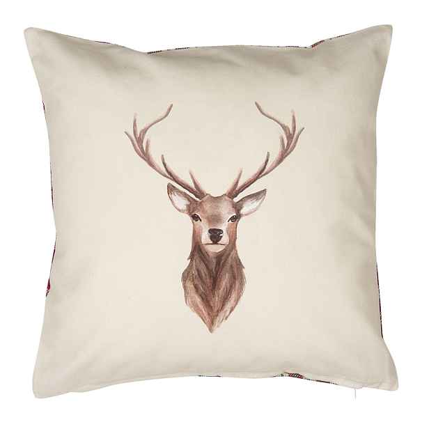 Béžový povlak na polštář s jelenem Cosy Lodge - 40*40 cm Clayre & Eef