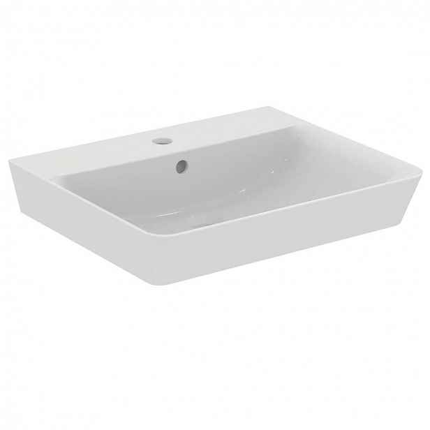 Ideal Standard Connect Air - Umyvadlo Cube 55x46x16 cm, s přepadem, otvor pro baterii, s Ideal Plus, bílá E0299MA