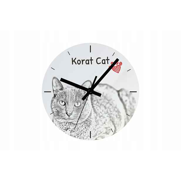 Kočka Korat hodiny s kočkou závěsné a stojící, personalizace fotografií