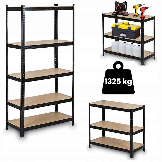 Kovový skladový regál Humberg 180 x 90 x 40 cm max 265 kg na polici