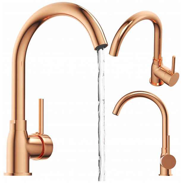 Kuchyňská baterie pro dřez, jednopáková, stojanová baterie Beta rose gold