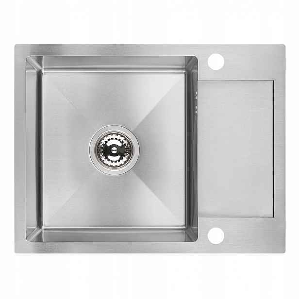 Ocelový Dřez Inox 57x44 CM Se Zapuštěným Odkapávačem A Sifonem
