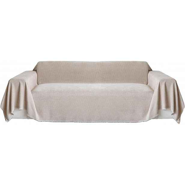 Ochranný přehoz na pohovku 180 × 260 cm khaki, šenilová barva, s třásněmi