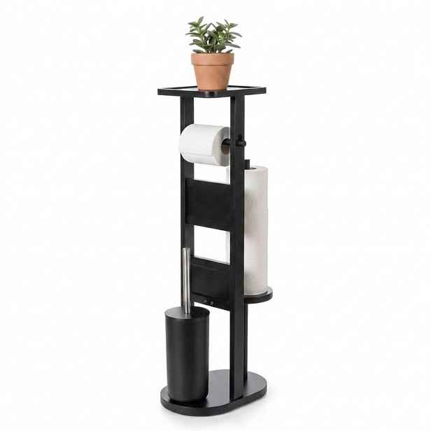 Relaxdays WC-SOUPRAVA černá bambus s poličkou 80 cm