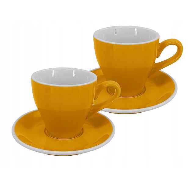 Set 2 ks Latte šálek s podšálkem Milano, 220 ml, žlutý