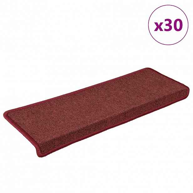 vidaXL Schodové rohože 30 ks 65 x 21 x 4 cm bordó obdélníkový okraj