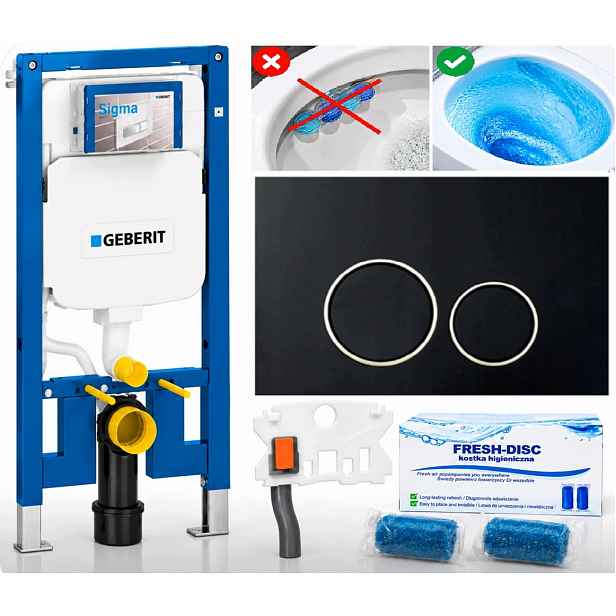 Wc rám Geberit Duofix Slim 8 cm UP720 tlačítko D černý chrom Fresh-disc