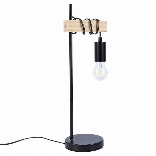 noční stolní lampa na skříňku kovová dřevěná lampa černá Loftová