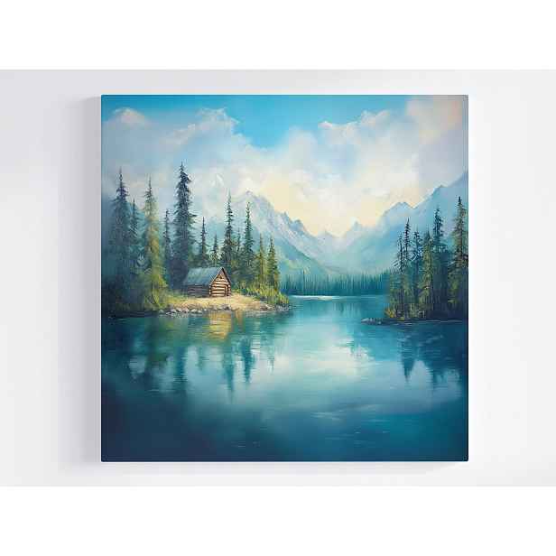 Obraz Na Plátně Canvas Krajina Jezero Les Stromy Hory Tatry Vrcholy 50x50