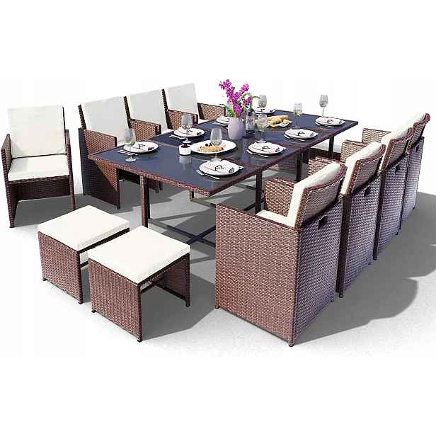 Vegas Zahradní Nábytek Polyrattan 11 ks Hnědý