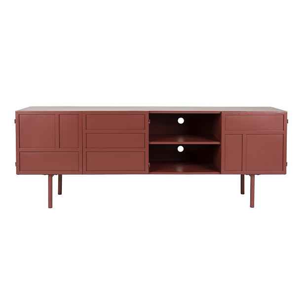 Červený kovový TV stolek 160x58x36 cm Davis – White Label