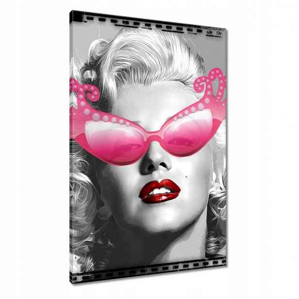 Obrazy 60x90 Monroe růžové brýle