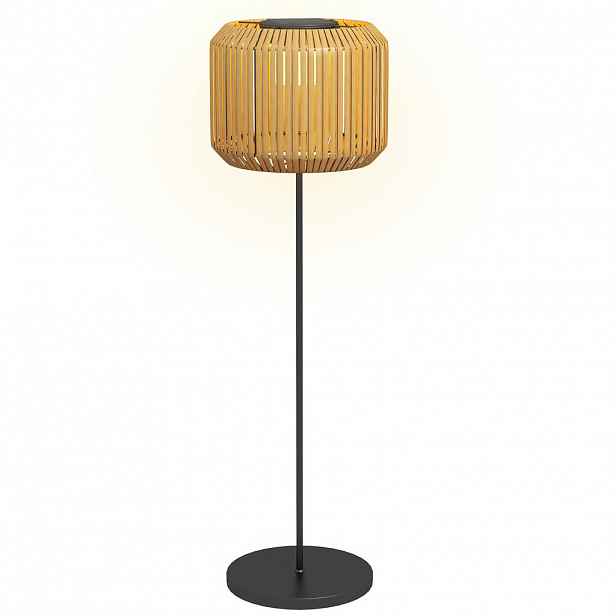 Outsunny RATTAN Solární lampa, zahradní svítidlo s teplým bílým LED světlem, světelný senzor, ocel, žlutá