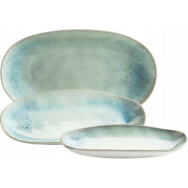 Sada 3 Servírovacích Talířů Mäser Frozen Green Kamenina Vintage