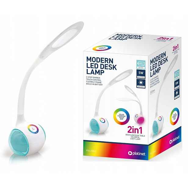 Školní Stolní lampa Noční Led 5W Akumulátorová Elastická Rgb Led