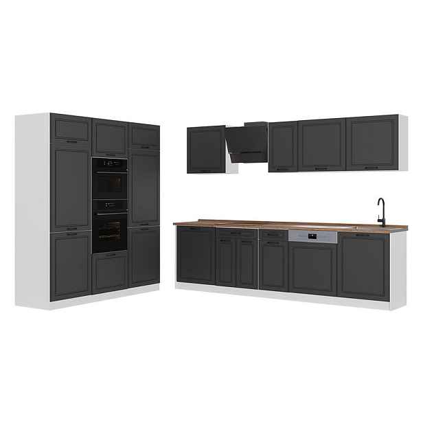 Vicco KUCHYŇSKÝ KOUT R-Line, Antracitový venkovský dům/Bílá, 180 cm pracovná doska Dub Goldkraft