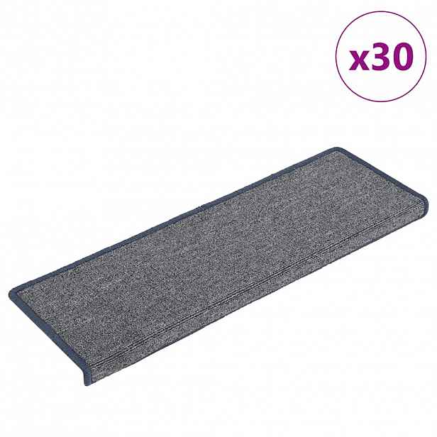 vidaXL Schodové rohože 30 ks 65 x 21 x 4 cm světle šedé a modré s obdélníkovým okrajem