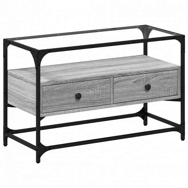 vidaXL TV skříňka se skleněnou deskou šedá sonoma 80x35x51 cm kompozit