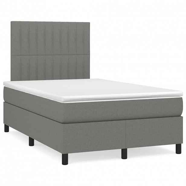 vidaXL Box spring postel s matrací tmavě šedá 120x200 cm textil