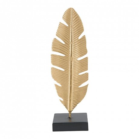 Dekorativní svícen ve zlaté barvě Mauro Ferretti Feather, výška 34 cm