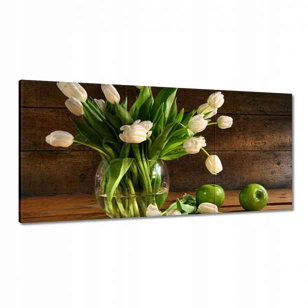 Obrazy 180x90 Bílé tulipány Desky
