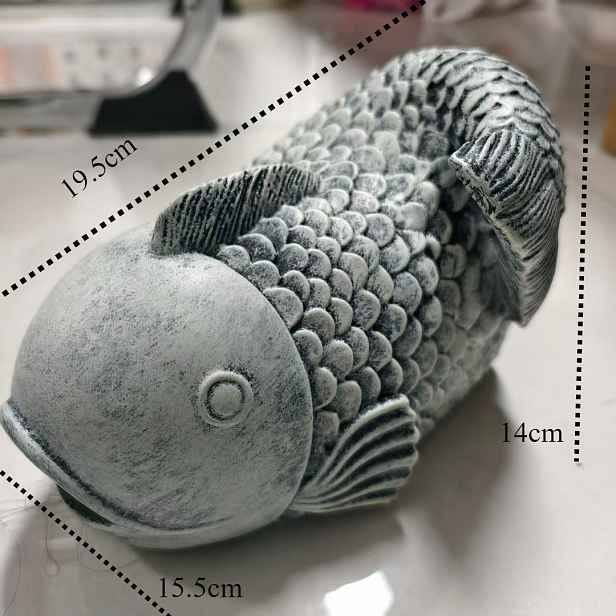 TEMU Retro Cementová Kaprová Ornament, Venkovní Dekorace Kamenné Ryby pro Zahrady a Dvory, Zahrada Škvárová Simulace Zvířecí Výroba