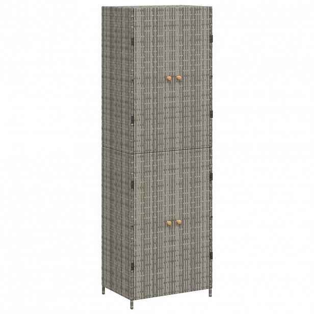 vidaXL Zahradní úložná skříň šedá 59 x 40 x 180 cm polyratan