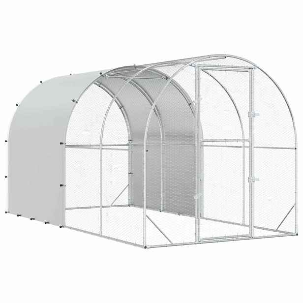 vidaXL Kuřecí kurník Stříbrná 400 x 200 x 200 cm Pozinkovaná ocel