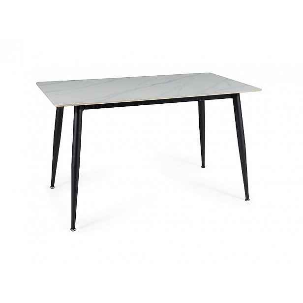 Jídelní stůl RION 130x70 cm s keramickou deskou, bílý mramor