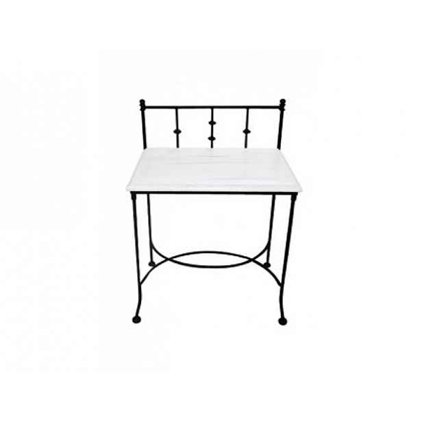 Kovový noční stolek se dřevem AMALFI černo-bílý