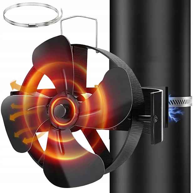 Krbový Ventilátor Pro Kamna, 4 Lopatky, Tichý Teplovzdušný Ventilátor