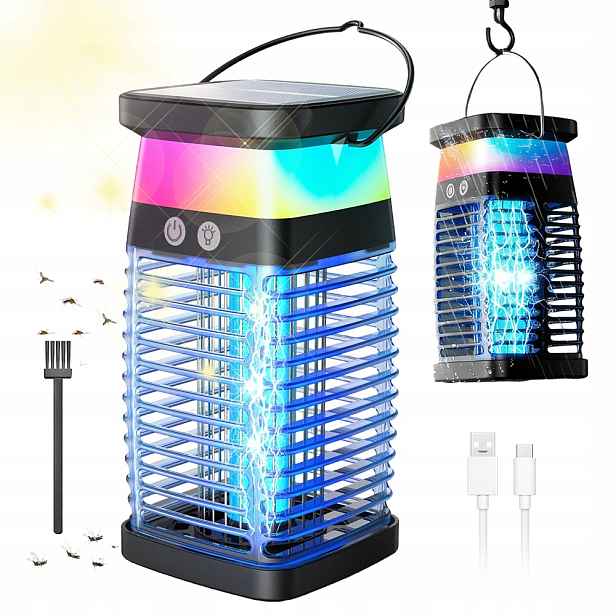 Lampa na hmyz Solar IP68 2v1 Noční čtení 2000V Kempingový gril