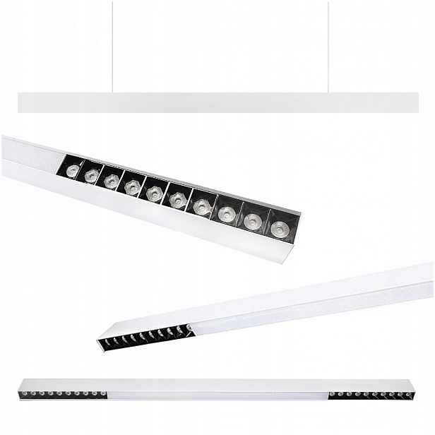 Led Lineární Lampa Premium Bílá 40W 4000K 3200LM 2V1 Nástěnná Závěsná