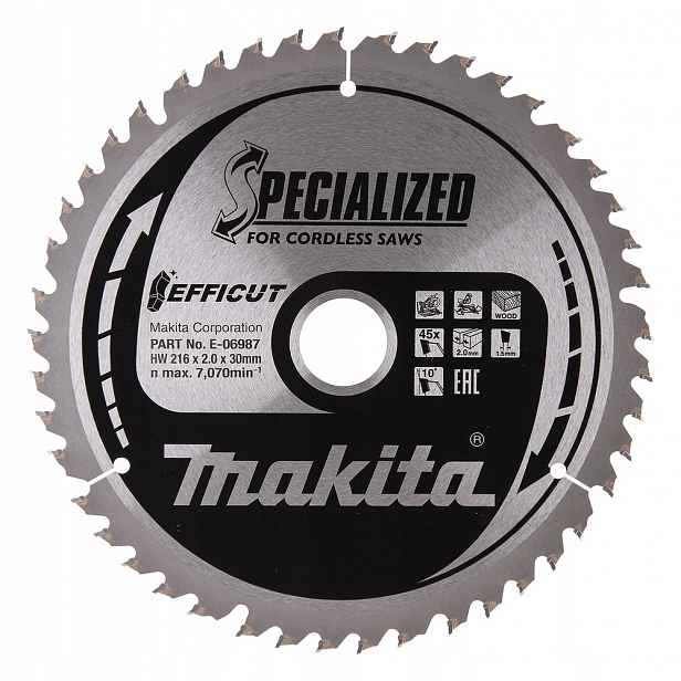 Řezací Kotouč Na Dřevo 216x30mm 45Z Makita E-06987