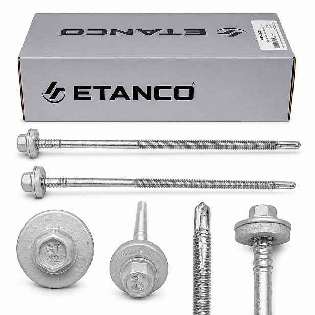 Šrouby Etanco do sendvičové desky 230 mm pro ocel do 12 mm Ral 9006 100 ks