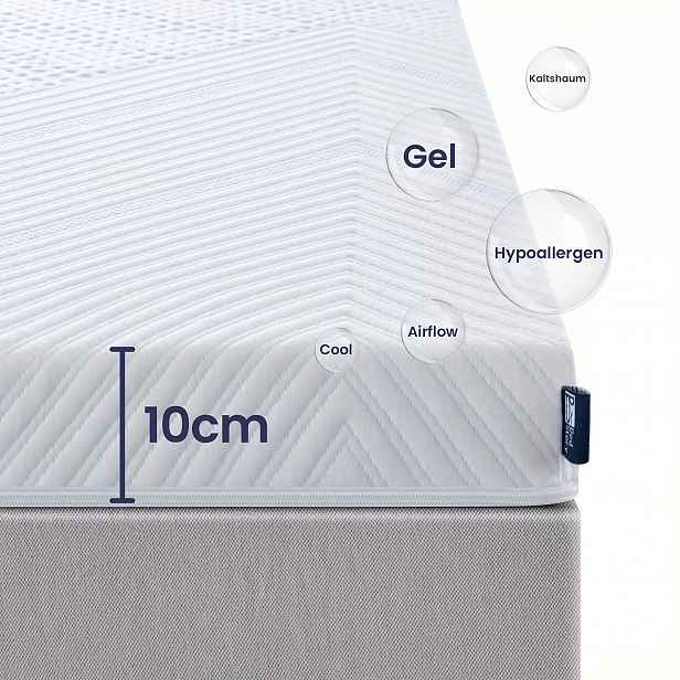TEMU Matracový topper Bedstory, dvouvrstvá pevná matrace H2 & H3, výška 10 cm, prodyšná gelová komfortní studená pěna s pratelným potahem, bílá,