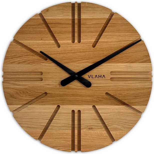 VLAHA VCT1162 - Velké dubové hodiny ATELIER vyrobené v Čechách s černými ručkami ⌀45cm